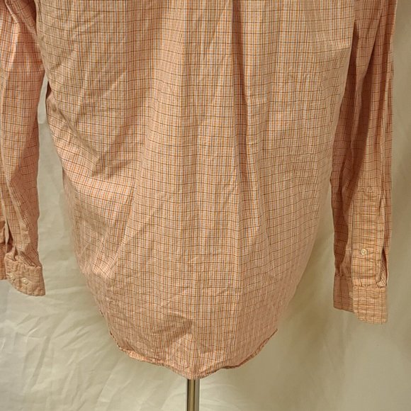 Steve & Barry’s Mens Large Orange Stripe Long Sleeve Button Up Shirt 16-16.5 - Picture 8 of 11